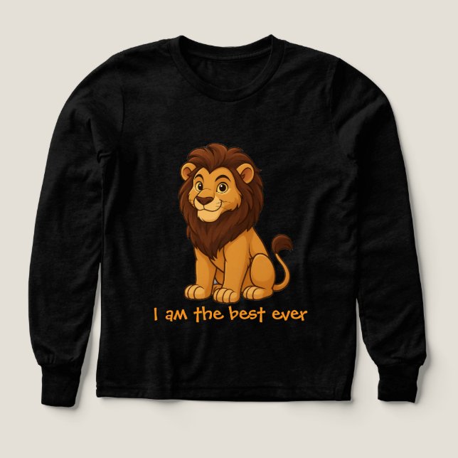 T-shirt sweat pour enfants lion mignon "Je suis le (Motif recto)
