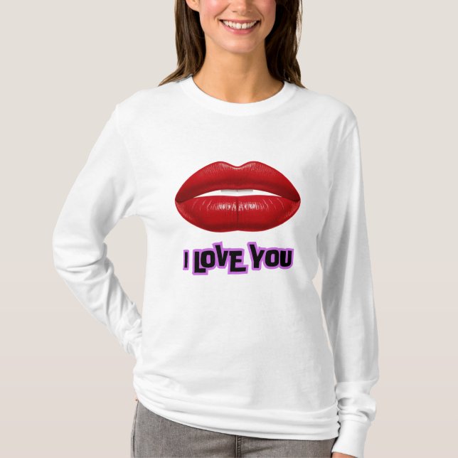 T-shirt / sweat - shirt à capuche lèvres I Love Yo (Devant)