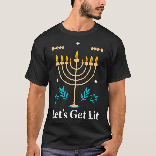 T-shirt Sweater Hanoukka laide, lit Menorah (Devant)