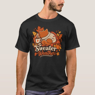 T-Shirt Sweater Weather Cozy Cat Automne