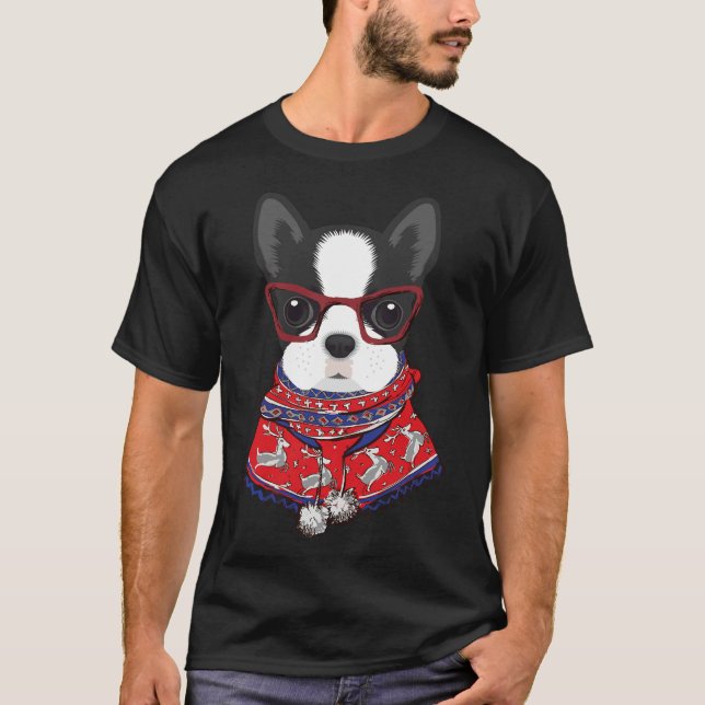 T-shirt Sweaters de Boston Terrier Xmas (Devant)