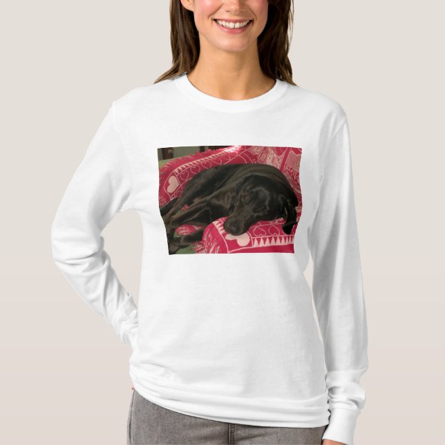 T-shirt Sweatshirt à capuche des femmes de chien endormi (Devant)