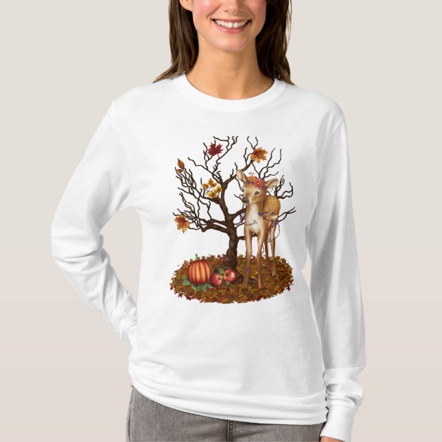 T-shirt Sweatshirt d'automne avec Cerf de Bébé (Devant)