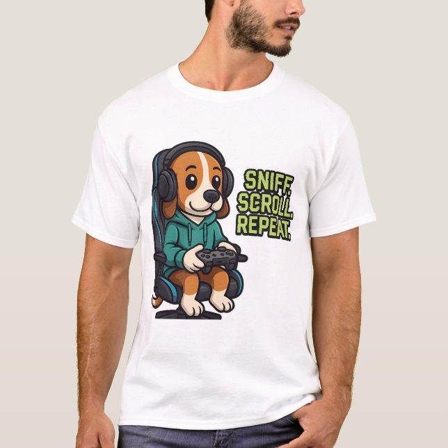 T-shirt Sweatshirt de dessin animé de Beagle de jeu concep (Devant)