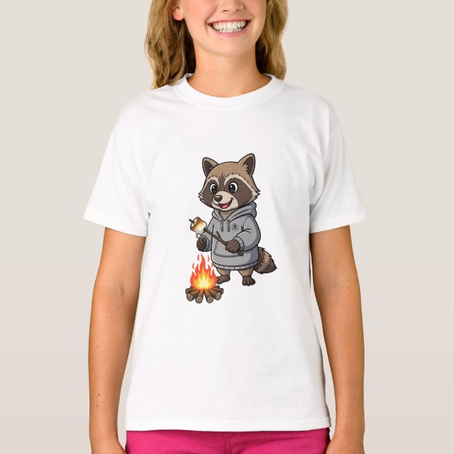T-shirt Sweatshirt Enfant Raton Laveur Feu de Camp (Devant)