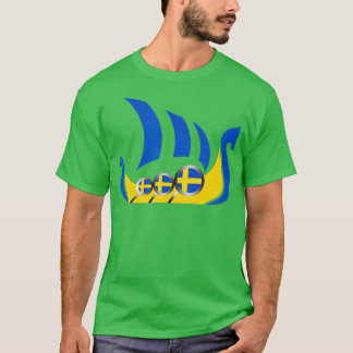 T-shirt Sweden Viking Ship  Swedish Flag Dragon Boat 