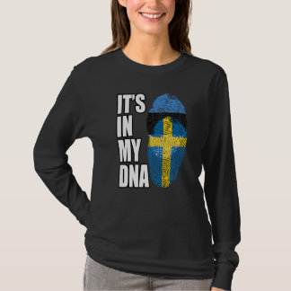 T-shirt Swedish And Estonian Mix DNA Flag Heritage Premium
