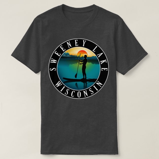 T-shirt Sweeney Lake Wisconsin Paddleboard (Design devant)
