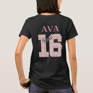 T-shirt Sweet 16 Anniversaire fille Rose Typographie coule
