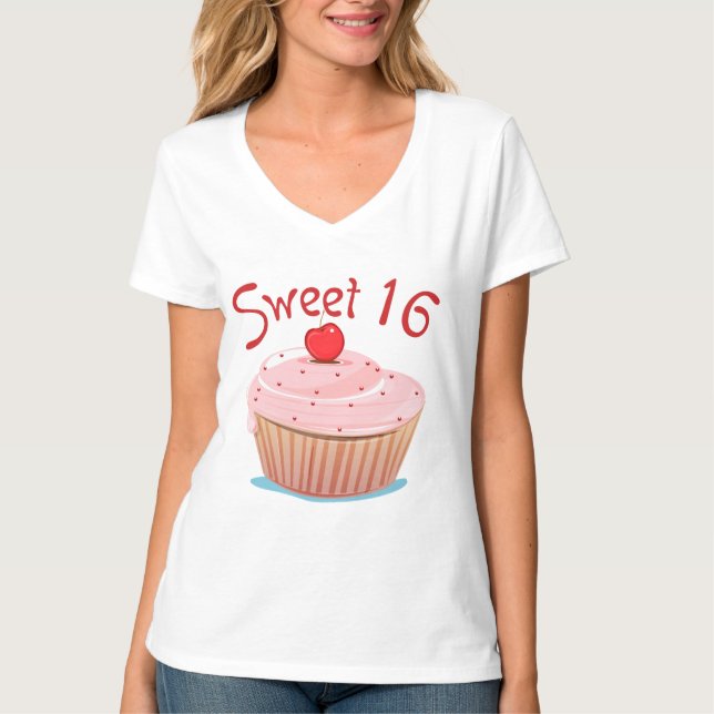 T-shirt Sweet 16 Birthday Cupcake (Devant)