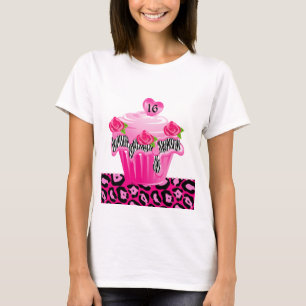 T-shirt Sweet 16 Cupcake Zebra Rose Leopard rose