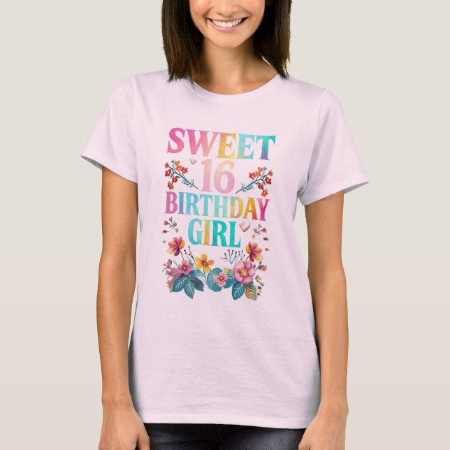 T-shirt Sweet 16 fille d'anniversaire (Devant)