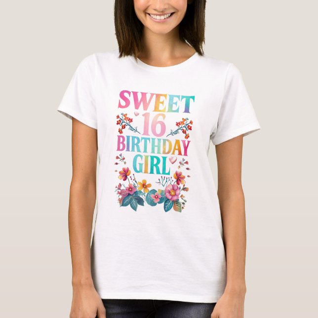 T-shirt Sweet 16 fille d'anniversaire (Devant)