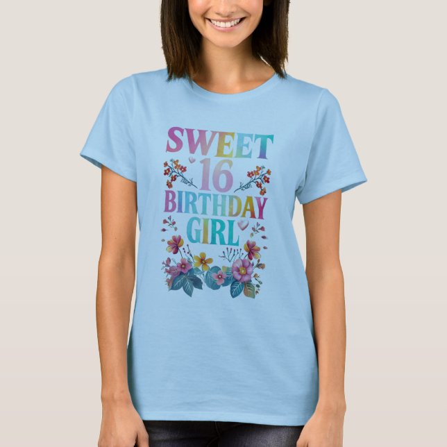 T-shirt Sweet 16 fille d'anniversaire (Devant)