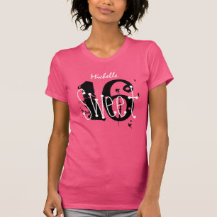 T-shirt Sweet 16 Nom personnalisé Birthday Gift Grunge Tex