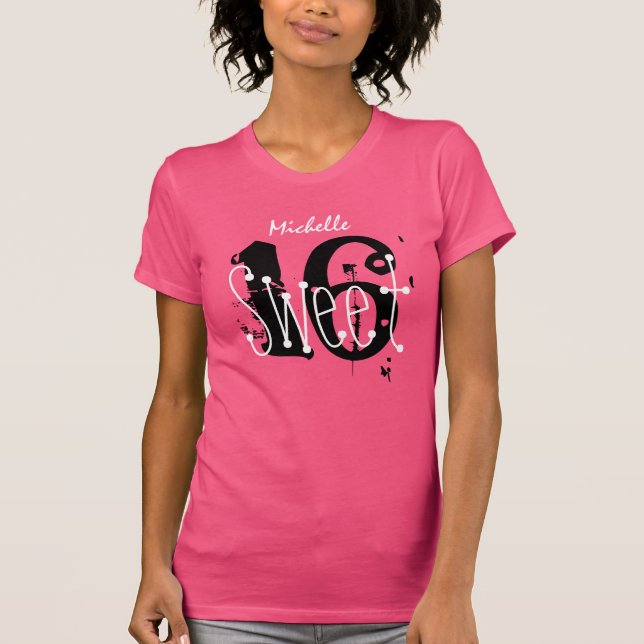 T-shirt Sweet 16 Nom personnalisé Birthday Gift Grunge Tex (Devant)