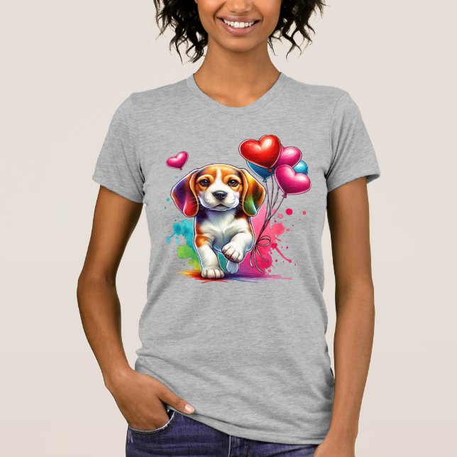 T-shirt Sweet Beagle Pup Valentine (Devant)