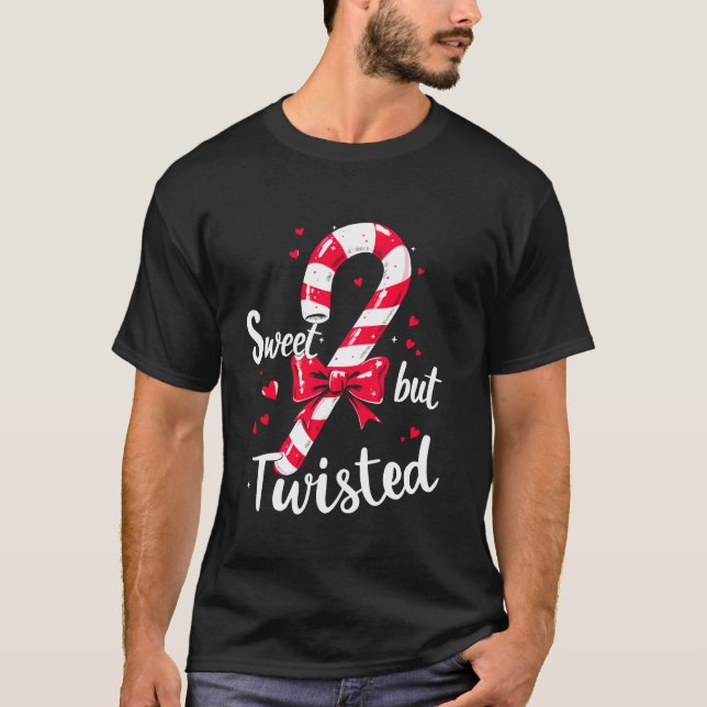 T-shirt Sweet But Twisted Candy Cane Christmas Xmas Adult  (Devant)