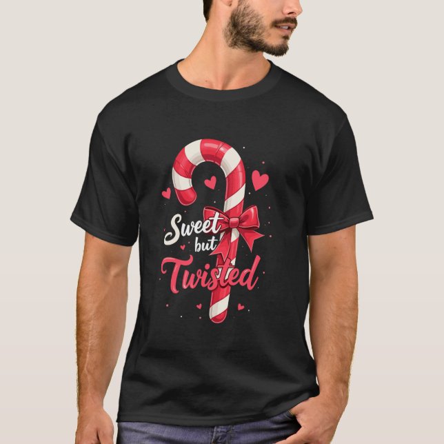 T-shirt Sweet But Twisted Candy Cane Christmas Xmas Adult  (Devant)