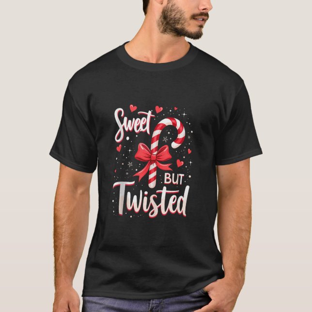 T-shirt Sweet But Twisted Candy Cane Christmas Xmas Adult  (Devant)