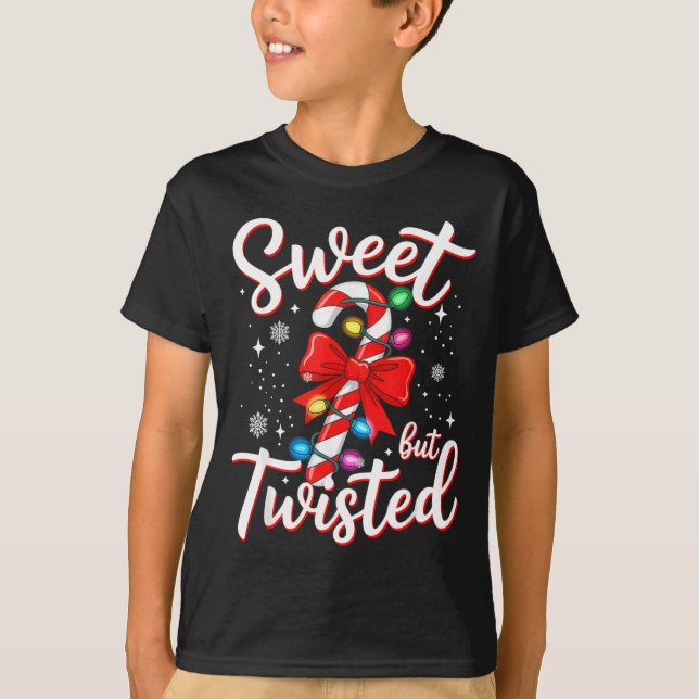 T-shirt Sweet But Twisted Funny Christmas Candy Cane Xmas  (Devant)