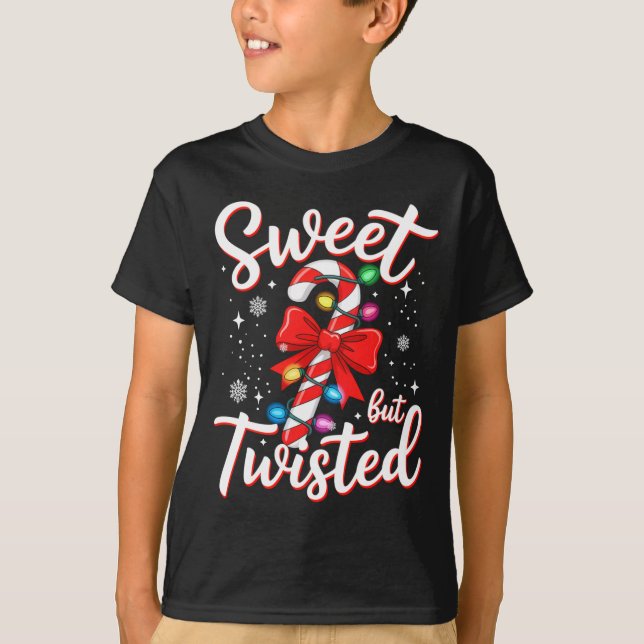 T-shirt Sweet But Twisted Funny Christmas Candy Cane Xmas  (Devant)