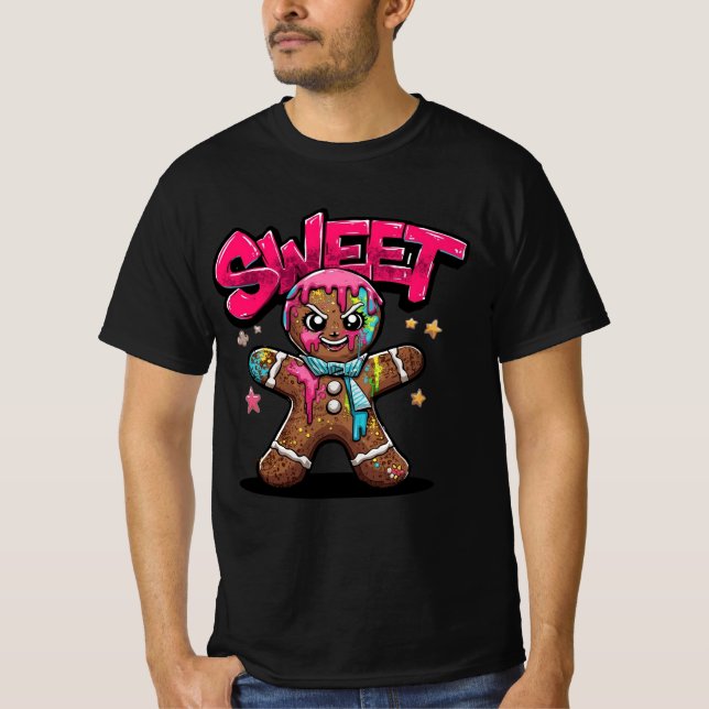 T-shirt Sweet Chaos – Graffiti Gingerbread Christmas Shirt (Devant)