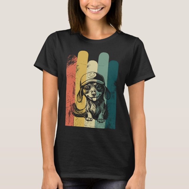 T-shirt Sweet Dachshund avec chien casquette (Devant)