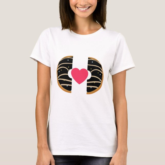T-shirt Sweet Donut Heart Love Design shirt (Devant)