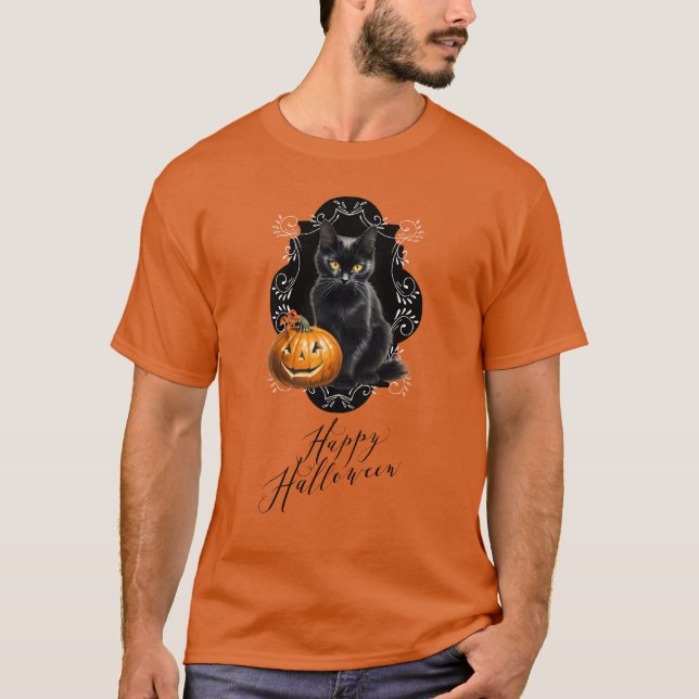 T-shirt Sweet Halloween Kitten et Jack o'Lantern (Devant)