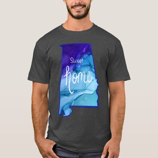 T-shirt Sweet Home Alabama made from Original Alcohol Ink  (Devant)