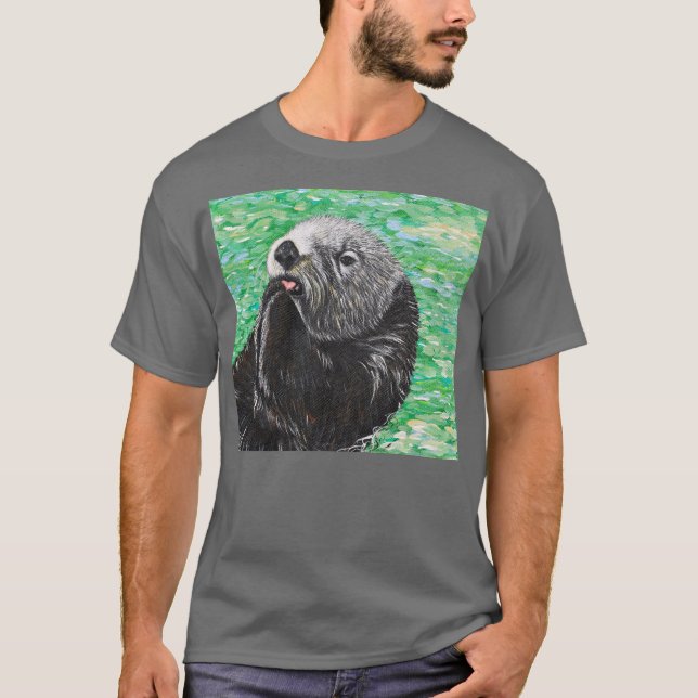 T-shirt Sweet Little Sea Otter Painting (Devant)