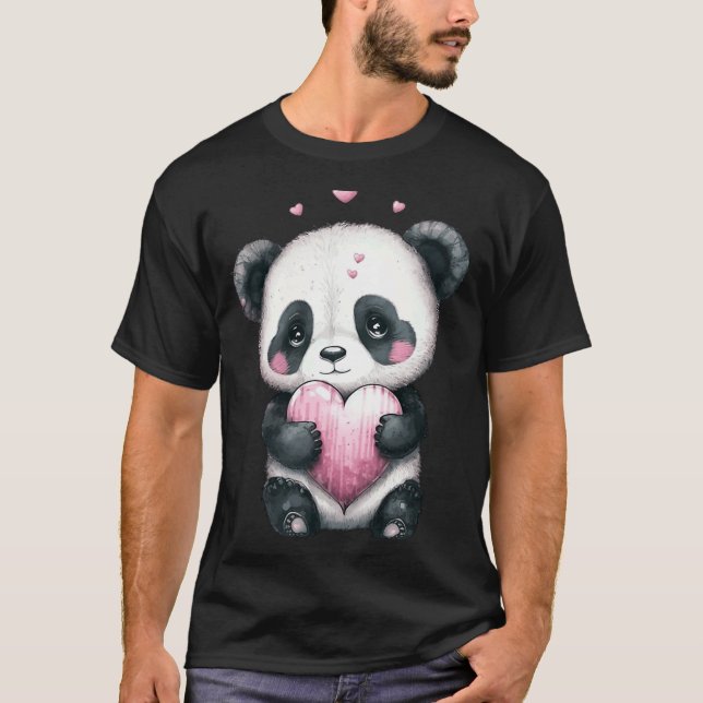 T-shirt Sweet Panda Bear Valentines Jour 4 (Devant)