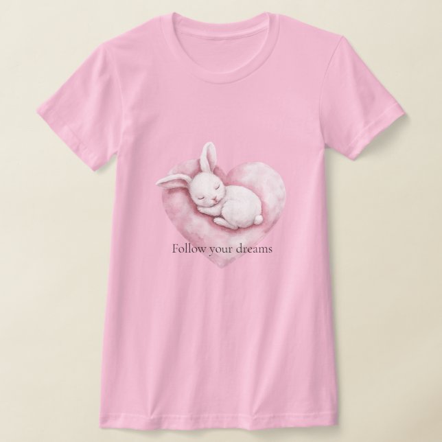 T-shirt Sweet rose Coeur Bunny Coussin de coeur (Poser)