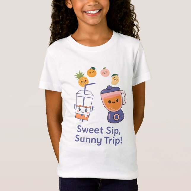 T-Shirt Sweet Sip, Sunny Trip – Kawaii Summer Smoothy  (Devant)