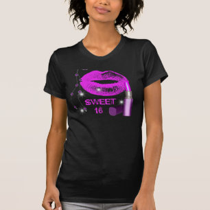 T-shirt Sweet sixteen 16 Lèvres violettes roses chaudes