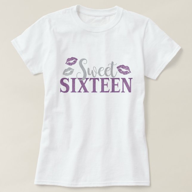 T-shirt Sweet sixteen mignon 16 Anniversaire violet (Design devant)