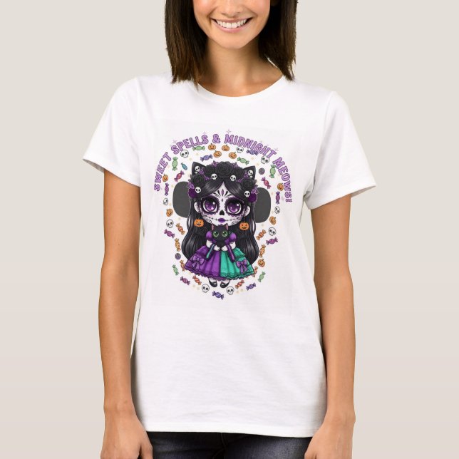 T-shirt Sweet Spells & Midnight Meows – Catrina Kawaii de  (Devant)