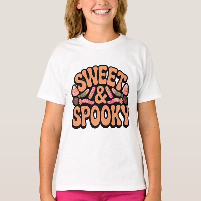 T-shirt Sweet Spooky Kids Halloween Candy Shirt (Devant)