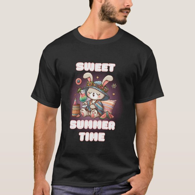 T-shirt Sweet Summer Mignonne Rabbit Vacances été Enfants (Devant)