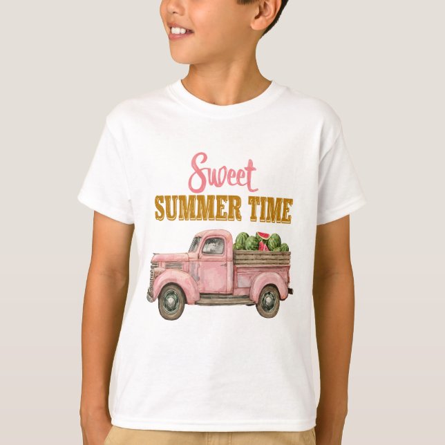 T-shirt Sweet Summer Time - Retro Beach Style Design (Devant)
