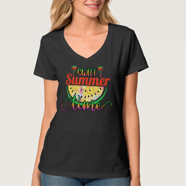 T-shirt Sweet Summer Watermelon Palm Tree Summer Fun (Devant)