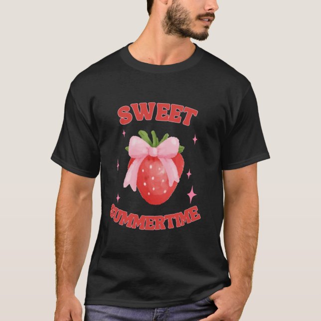 T-shirt Sweet Summertime Coquette Fraise Bow Summer Va (Devant)