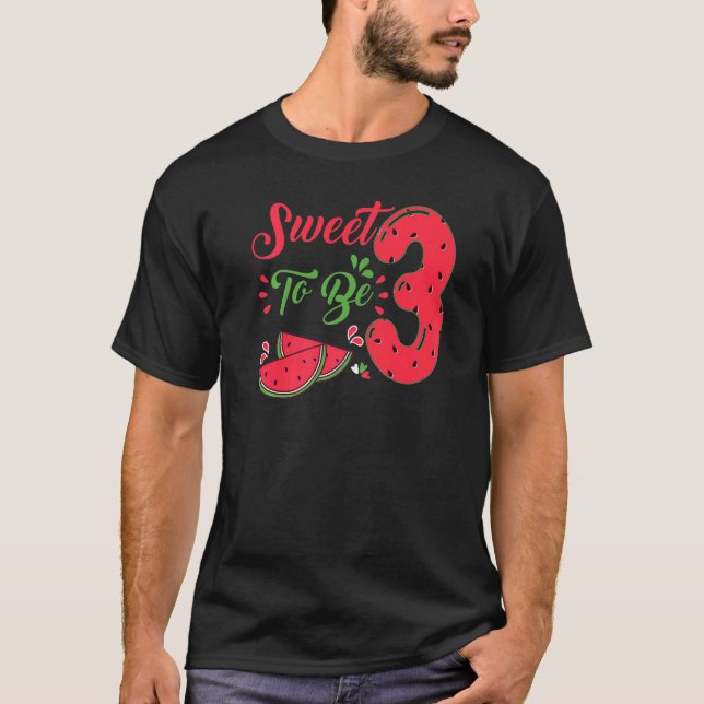 T-shirt Sweet To Be Three 3e Watermelon Birthday Family P (Devant)