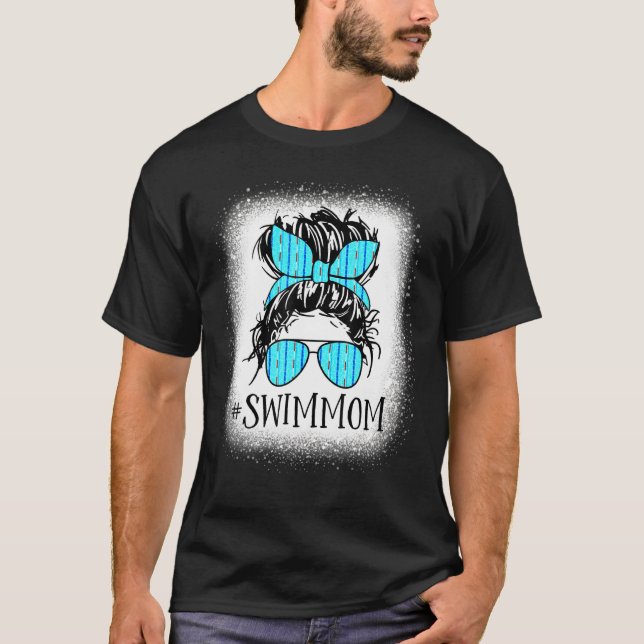 T-shirt Swim Maman Messy Bun Bleached Funny Femmes Mère D (Devant)