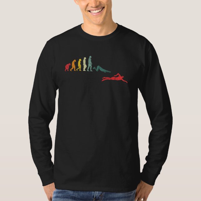 T-shirt Swimmer Retro Natation Evolution Style de nage Vin (Devant)