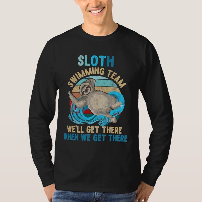 T-shirt Swimmer Swim Sloth Swnatation Team Retro (Devant)