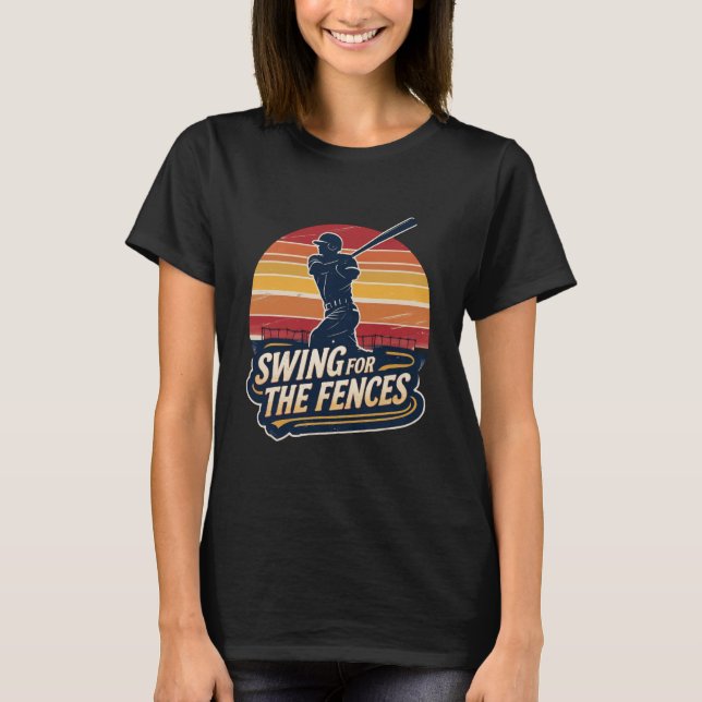 T-shirt Swing for the Fences Retro Baseball Player Design (Devant)