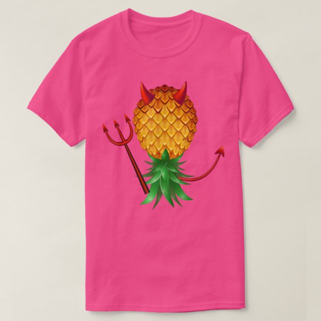T-shirt Swinger Upside Down Evil Pineapple Devil Horn with (Design devant)