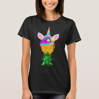 T-shirt Swinger Upside Down Pineapple Magical Unicorn Head